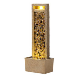 Teamson Home Garden Outdoor Water Feature, Tall Waterfall Water Fountain, With Warm Led Lights, Layered Rock Design, River Rock - thumbnail 2