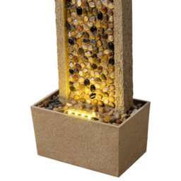 Teamson Home Garden Outdoor Water Feature, Tall Waterfall Water Fountain, With Warm Led Lights, Layered Rock Design, River Rock - thumbnail 5