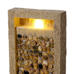 Teamson Home Garden Outdoor Water Feature, Tall Waterfall Water Fountain, With Warm Led Lights, Layered Rock Design, River Rock - thumbnail 4