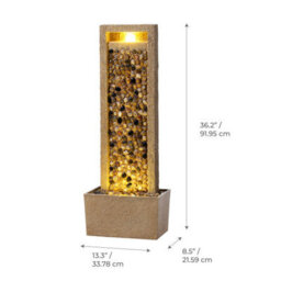 Teamson Home Garden Outdoor Water Feature, Tall Waterfall Water Fountain, With Warm Led Lights, Layered Rock Design, River Rock - thumbnail 9