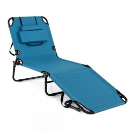 Gainoom Folding Beach Blue Sun Lounger Adjustable Face Down Tanning Chair Portable Outdoor Sunbathing Recliner - thumbnail 9