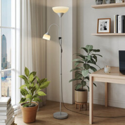 Wyld Haus Nokave Metal Silver Led Uplighter Floor Lamp With Adjustable Gooseneck And Colour Temperature Options - thumbnail 9