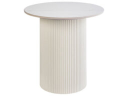Wyld And Coco Noble Living Side Table Round 50Cm Beige Sintered Stone Top Ribbed Metal Base - thumbnail 1