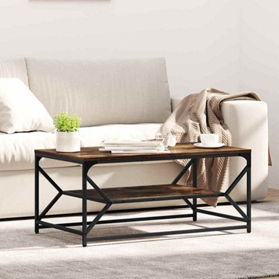 Berkfield Coffee Table With Shelf Smoked Oak 90X50X40 Cm Engineered Wood - image 1