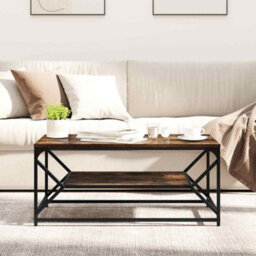 Berkfield Coffee Table With Shelf Smoked Oak 90X50X40 Cm Engineered Wood - thumbnail 4