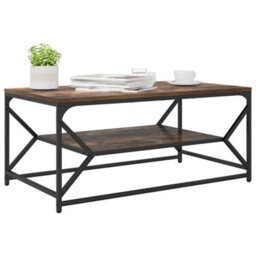 Berkfield Coffee Table With Shelf Smoked Oak 90X50X40 Cm Engineered Wood - thumbnail 3