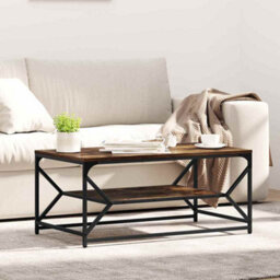 Berkfield Coffee Table With Shelf Smoked Oak 90X50X40 Cm Engineered Wood - thumbnail 1