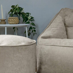 icon Natalia Chenille Adults Bean Bag Armchair And Pouffe, Ready Filled Large Beanbag And Footstool Natural Beige - thumbnail 5