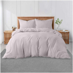 Gc Gaveno Cavailia Plain Dyed Duvet Cover Super King Polycotton Solid Bedding Set Breathable Lightweight Duvet Cover Bed Set Grey - thumbnail 1