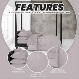Gc Gaveno Cavailia Plain Dyed Duvet Cover Super King Polycotton Solid Bedding Set Breathable Lightweight Duvet Cover Bed Set Grey - thumbnail 4
