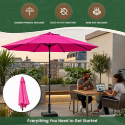Garden Market Place The Garden Marketplace Garden Parasol 2.7M With Tilt And Crank Handle, Polyester Canopy And 38mm Aluminium Pole Pink - thumbnail 8