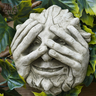 Burgess Peeping Green Man Stone Hanging Plaque Ivy Outdoor Statue Decor Garden Ornament - image 1