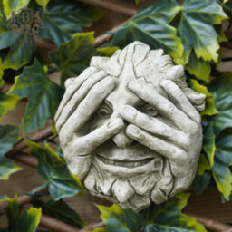 Burgess Peeping Green Man Stone Hanging Plaque Ivy Outdoor Statue Decor Garden Ornament - thumbnail 2