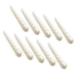 "SolaDirect Tapered Dinner Candles, Table Spiral Candles, Pack Of 10, Decorative Household Candles, Up To 7 Hours, 23 Cm / 9"" (Pearl Metallic)"