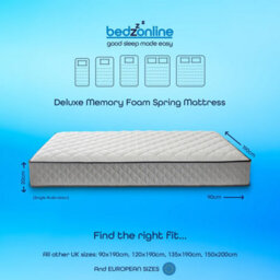 Bedzonline Cool-Touch Hybrid Memory Foam & Spring Mattress, 20Cm Thick, 3Ft Single (90X190Cm) - thumbnail 2