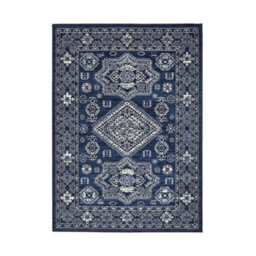 Melrose Colorama Medallion Pattern Navy Blue Traditional Medium Indoor Area Rug 120/170Cm - thumbnail 4