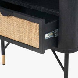 Pacific Lifestyle Fiji Black Acacia Wood And Natural Rattan Bedside Table With Drawer - thumbnail 8