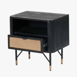 Pacific Lifestyle Fiji Black Acacia Wood And Natural Rattan Bedside Table With Drawer - thumbnail 5