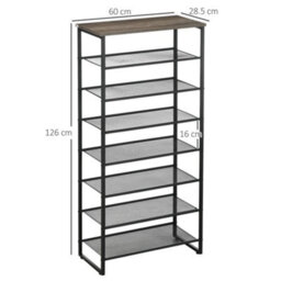 Homcom Shoe Rack, 8-Tier Shoe Storage Shelf For 21-24 Pair Shoes For Entryway - thumbnail 3
