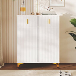 Btm Elegant Shoe Cabinet With Drawers Gold Accents Adjustable Shelves And Structural Side Panels For Hallway