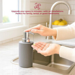 Grey Bathroom Accessories Set 4 Piece Soap Dispenser, 2 Tumblers And Soap Dish - thumbnail 4