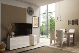 FurniComp LTD Furnicomp Seville 2 Door White Gloss And Cadiz Oak Tall Sideboard/highboard - thumbnail 5