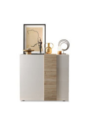 FurniComp LTD Furnicomp Seville 2 Door White Gloss And Cadiz Oak Tall Sideboard/highboard - thumbnail 3
