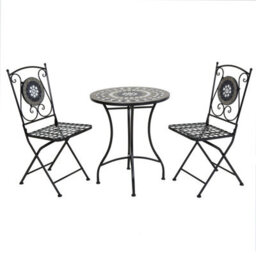 Charles Bentley Mosaic Bistro Set For Two Garden & Outdoor Dining  - Black - thumbnail 1