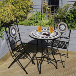 Charles Bentley Mosaic Bistro Set For Two Garden & Outdoor Dining  - Black - thumbnail 5