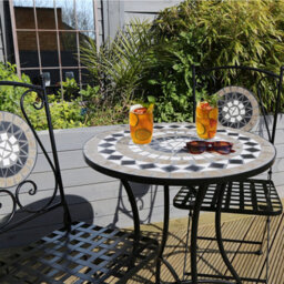 Charles Bentley Mosaic Bistro Set For Two Garden & Outdoor Dining  - Black - thumbnail 6