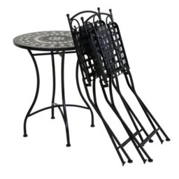 Charles Bentley Mosaic Bistro Set For Two Garden & Outdoor Dining  - Black - thumbnail 4