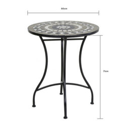 Charles Bentley Mosaic Bistro Set For Two Garden & Outdoor Dining  - Black - thumbnail 7