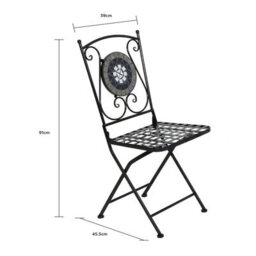 Charles Bentley Mosaic Bistro Set For Two Garden & Outdoor Dining  - Black - thumbnail 8