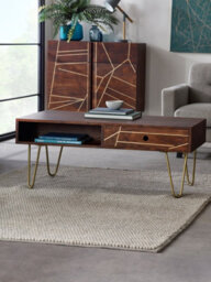 Worcester Dark Gold Rectangular Coffee Table With Drawer - thumbnail 1