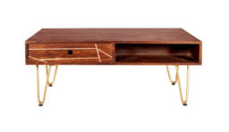 Worcester Dark Gold Rectangular Coffee Table With Drawer - thumbnail 3
