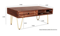 Worcester Dark Gold Rectangular Coffee Table With Drawer - thumbnail 7