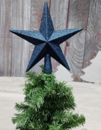 Premier Decorations Limited Deep Blue Christmas Tree Star Topper Plastic Blue Glitter Tree Decoration 20Cm - thumbnail 1