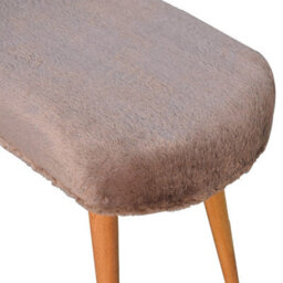 Wyld Haus Rome Mocha Faux Fur Bench With Mango Wood Legs, 78 X 35 X 50 Cm - thumbnail 8