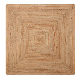 Second Nature Online Dhaka Rustic Square Rug Hand Woven Mat With Natural Fibre Indian Jute Flat Pile - Large Floor Covering - thumbnail 6