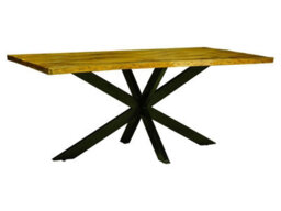Buttercup Farm Kerela Artificial Edge Spider Leg Dining Table - Mango Wood/iron - L100 X W200 X H76 Cm - Mango Pp Saw Finish - thumbnail 2