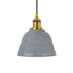French Grey Lincoln Painted Dome Pendant Light With Antique Gold Lamp Holder And Black Round Cable - Se Home - thumbnail 1