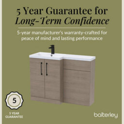 Balterley Left-Hand Bathroom Vanity And Wc Unit Combination With Basin - 1100mm - Woodgrain Mid Oak With Black Handles - thumbnail 6