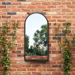 Mirroroutlet The Arcus Black Metal Framed Arched Garden Wall Mirror 80Cm X 40Cm - thumbnail 1