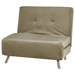 Beliani Olive Green Velvet Sofa Bed Single Sleeper Fold-Out 100 X 191 X 89 Cm - thumbnail 3
