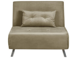 Beliani Olive Green Velvet Sofa Bed Single Sleeper Fold-Out 100 X 191 X 89 Cm - thumbnail 2