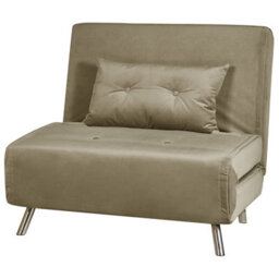 Beliani Olive Green Velvet Sofa Bed Single Sleeper Fold-Out 100 X 191 X 89 Cm - thumbnail 4