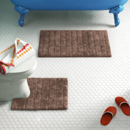Allure Bath Fashions Ribbed Two Piece Bath Mat & Toilet Mat Set - Mocha - thumbnail 2