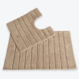 Allure Bath Fashions Ribbed Two Piece Bath Mat & Toilet Mat Set - Mocha - thumbnail 1