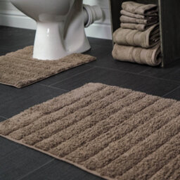 Allure Bath Fashions Ribbed Two Piece Bath Mat & Toilet Mat Set - Mocha - thumbnail 3