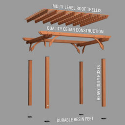 Backyard Discovery Cedar Wood Trellis Roof Outdoor Patio Pergola 3.7M X 3.1M (12Ft X 10Ft) - thumbnail 8